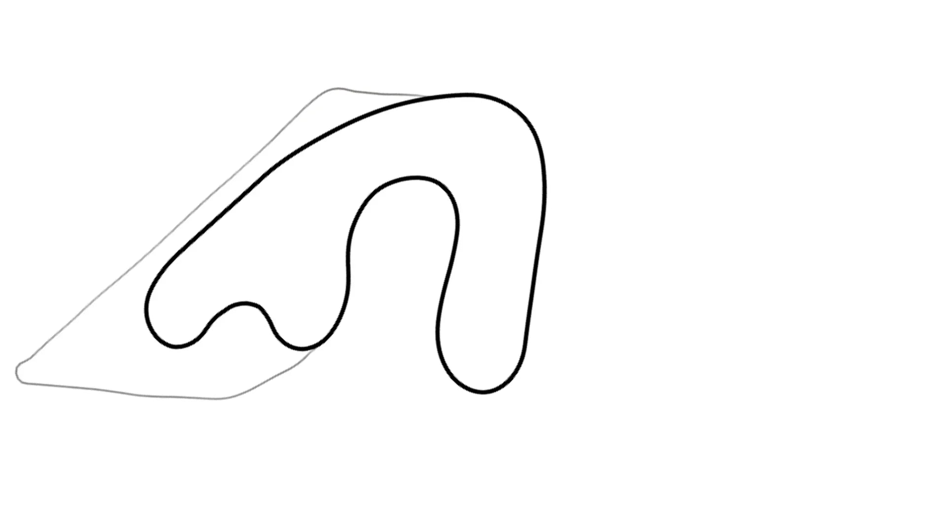 Road America kart racing track layout on white background featured in KartSim simulation software