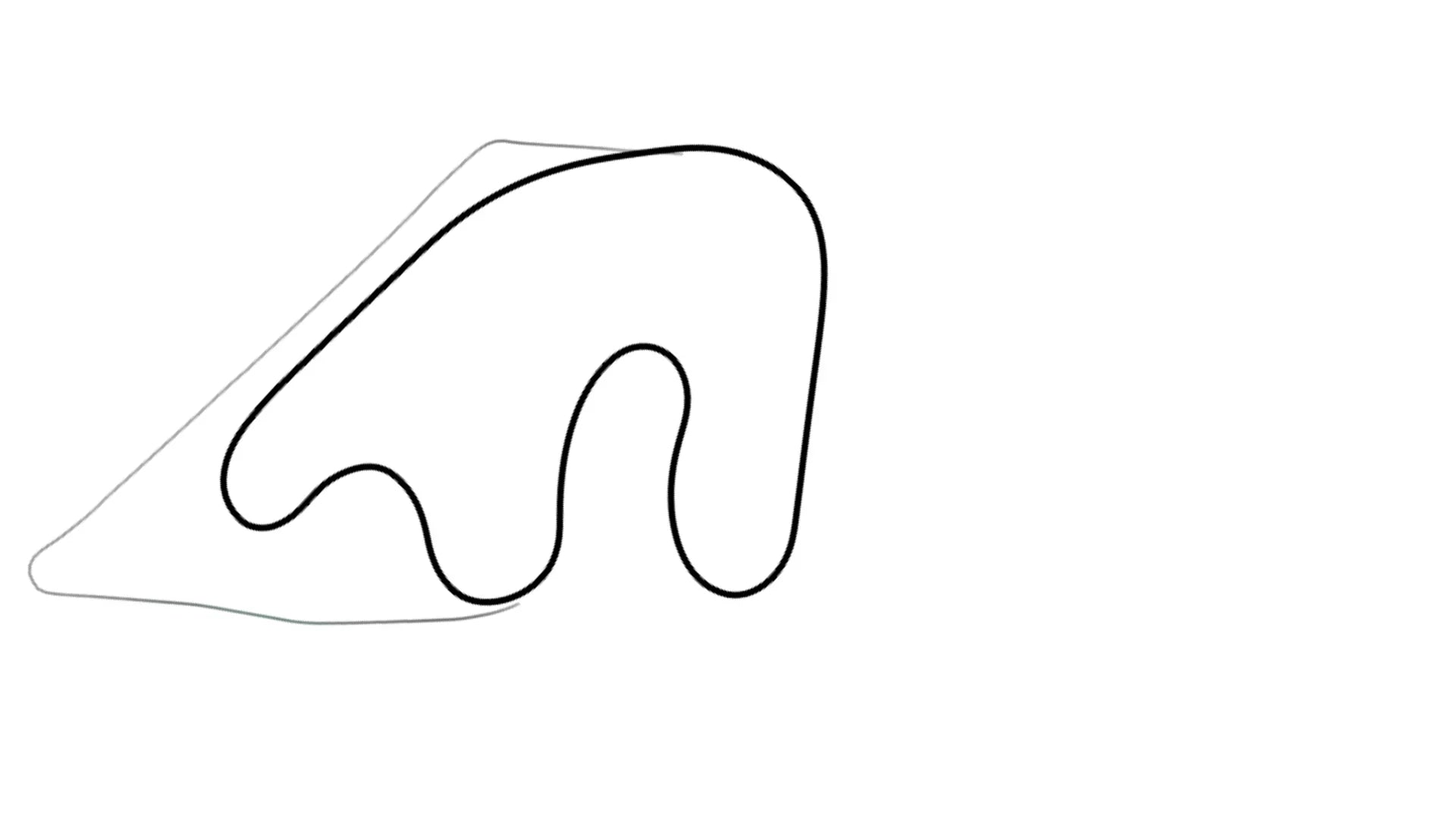 Road America kart racing track layout on white background featured in KartSim kart simulation software