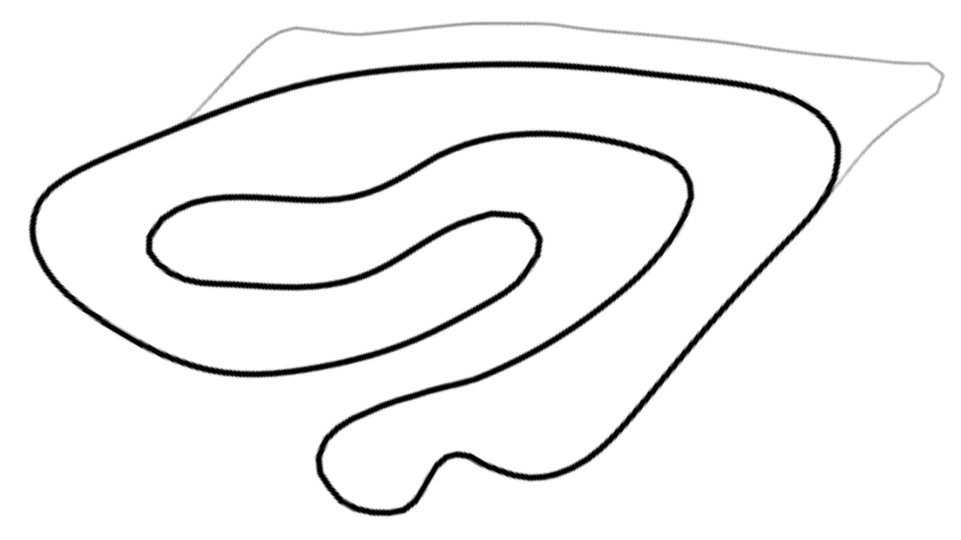 Black and white line drawing of Sonoma National kart racing track layout with complex curves on white background for KartSim software