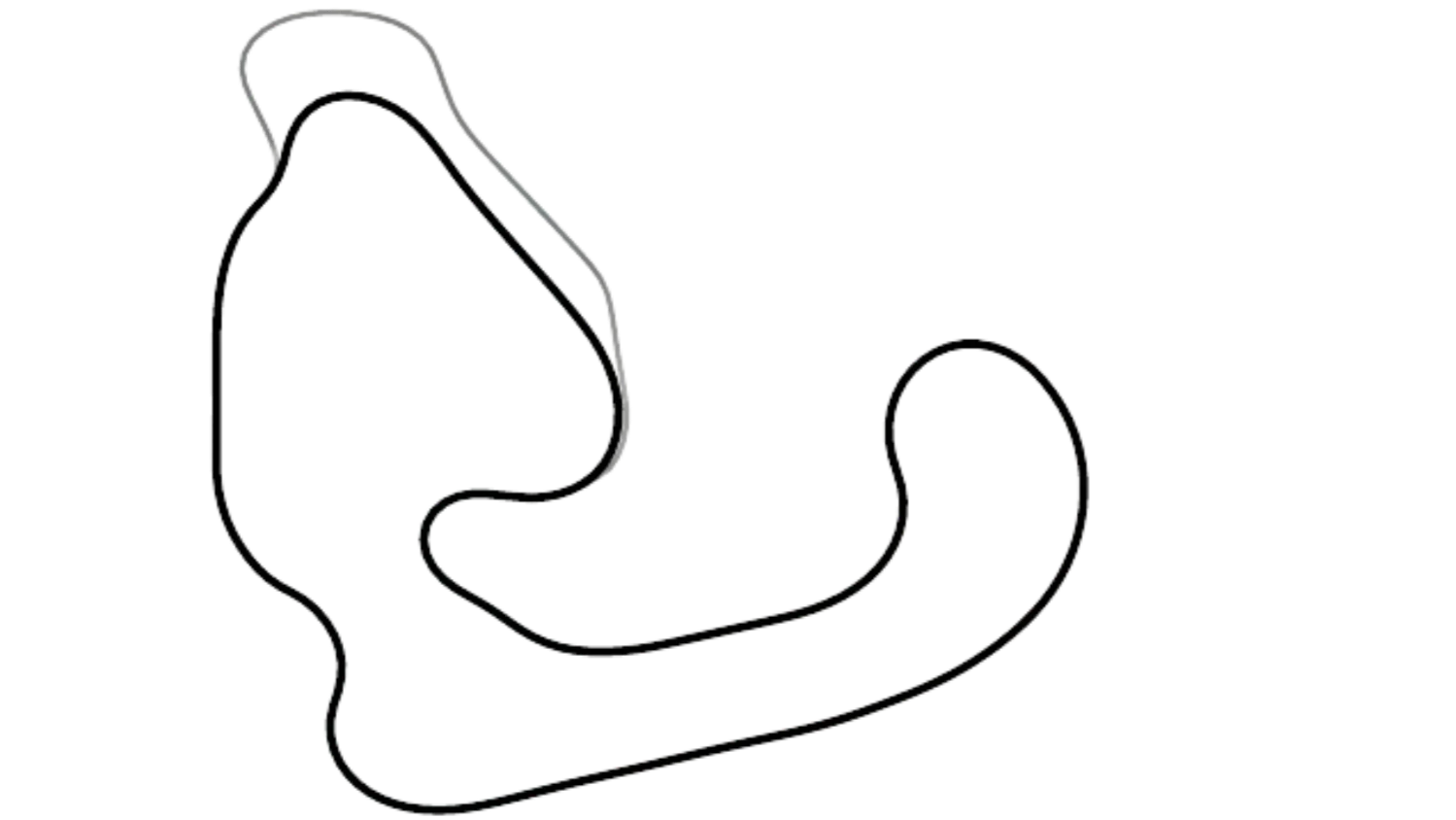 Track map of Three Sisters Wigan kart circuit from KartSim Pro UK software, known for its complex infield sections.