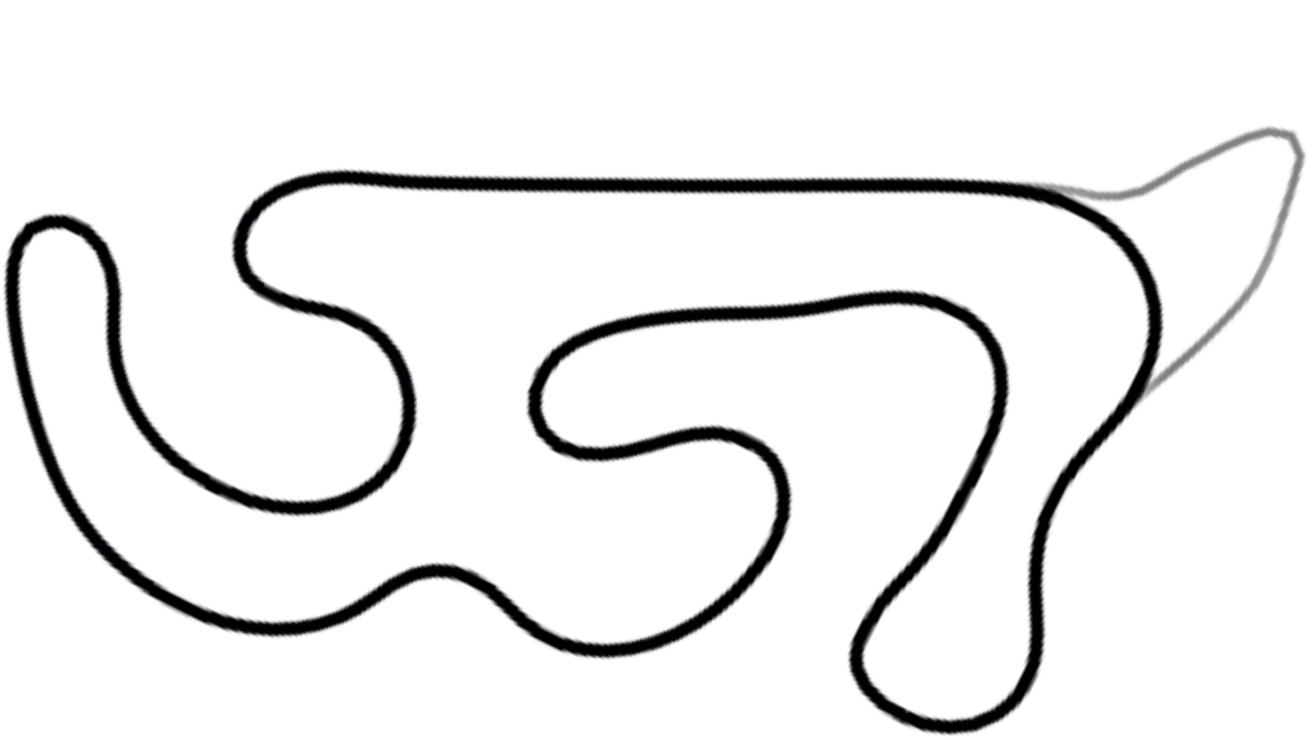 Track map of Warden Law kart circuit from KartSim Pro UK software, showing varied corner sequences.