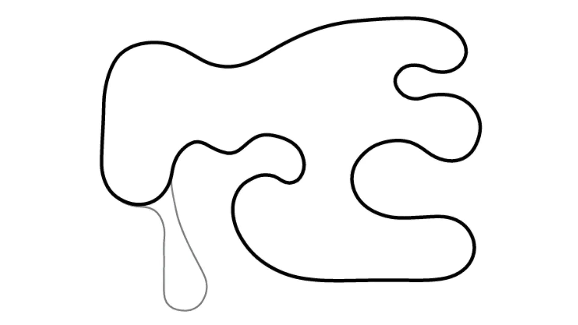 Black and white line drawing of Whiteland kart racing track layout with multiple turns on white background for KartSim software