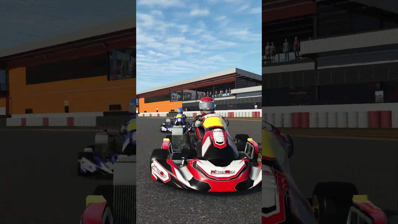 KartSim simulator racing on realistic track with professional kart driver training setup and motion platform