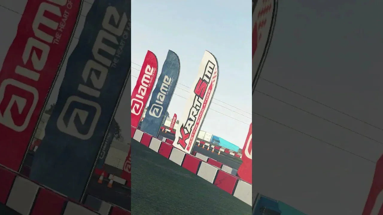 Realistic kart racing track with KartSim simulator banner, ideal for kart driver training sessions