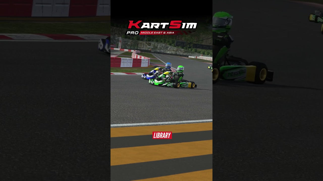 KartSim Pro racing simulation with drivers on realistic track, featuring kart racing simulator training environment for performance improvement.