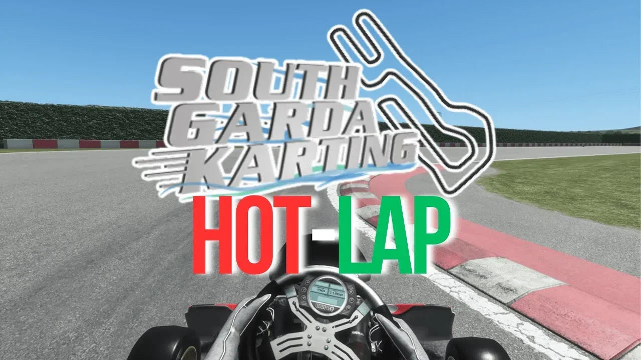On-board view of a KartSim Pro simulator hot lap at South Garda Karting, showcasing laser-scanned accuracy and professional-level race training