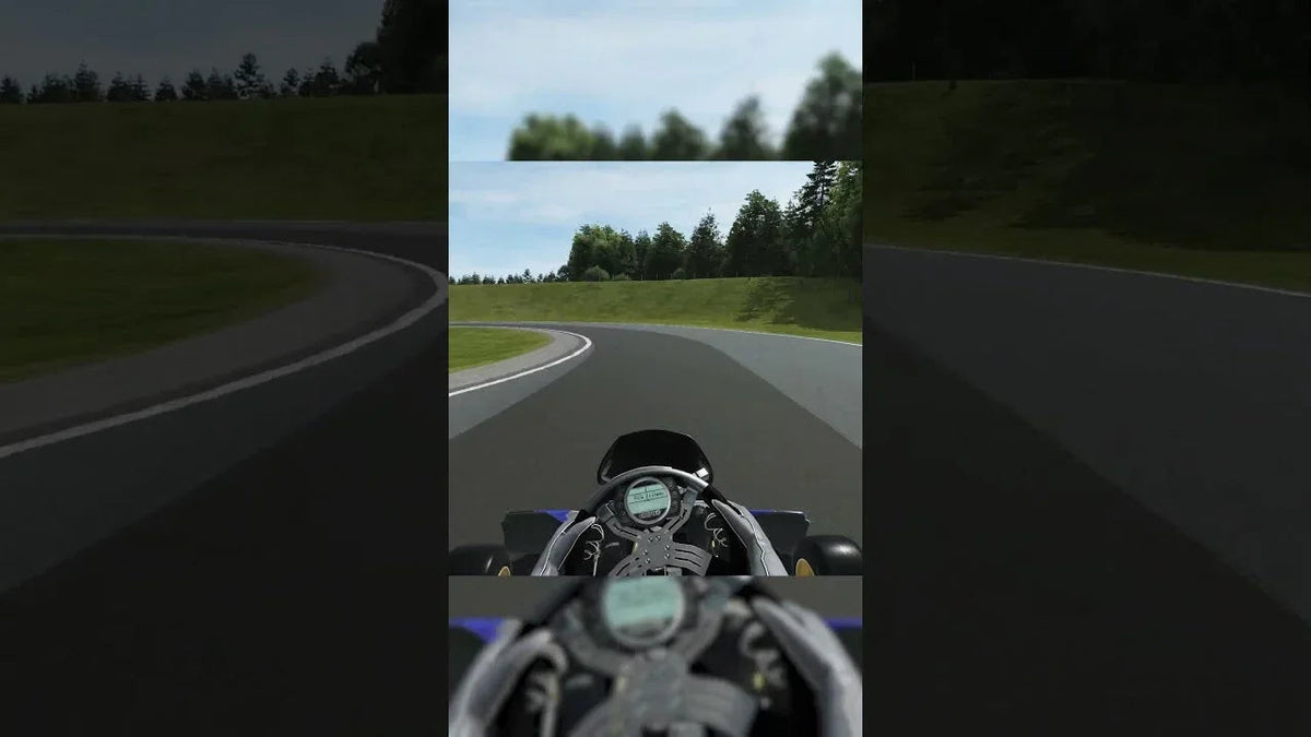 realistic kart racing simulator cockpit view showing telemetry and on-track kart driver training environment
