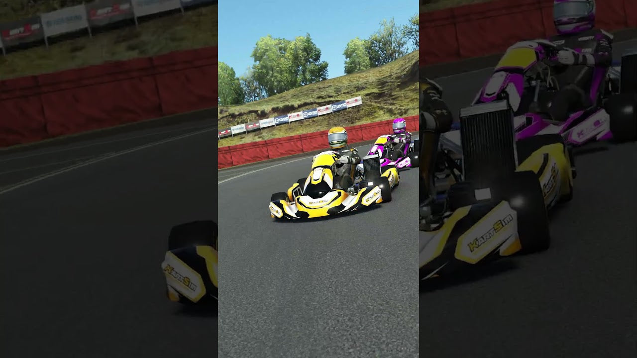 KartSim simulator racing on realistic track with professional kart driver training setup and motion platform