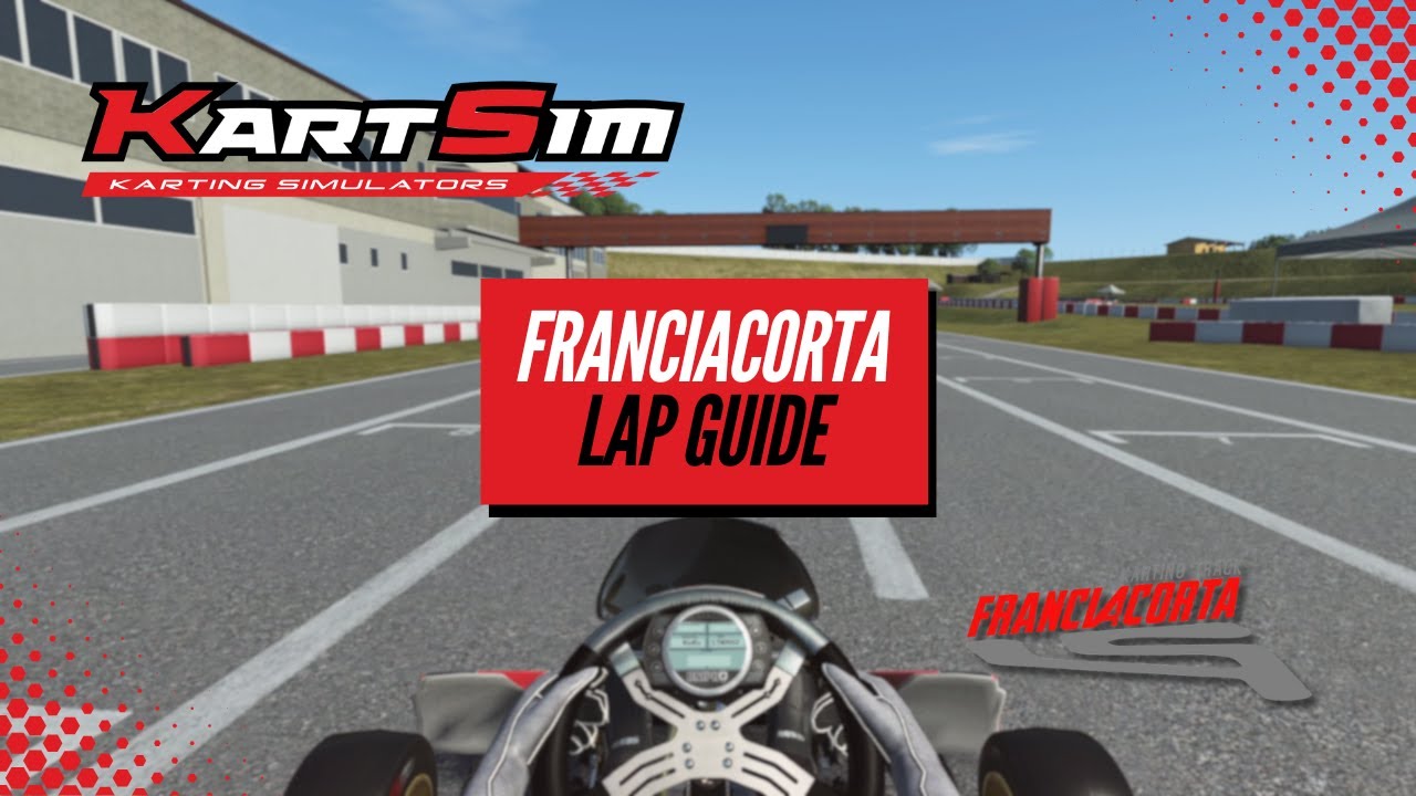 Kart racing simulator cockpit view of realistic Franciacorta track for kart driver training