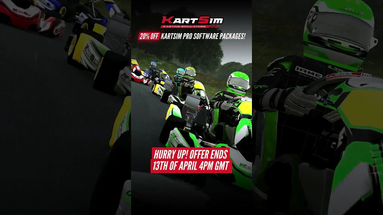 KartSim pro software racing interface with realistic karting training environment and driver telemetry display