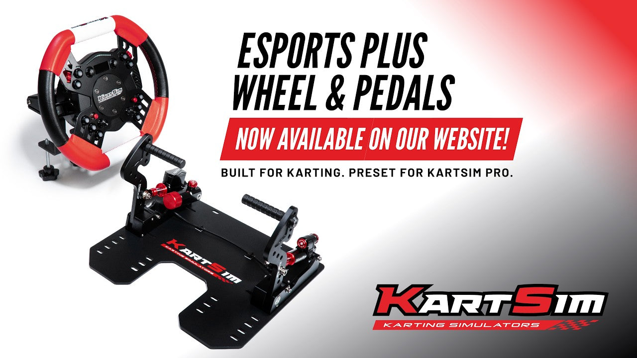 KartSim Esports Plus wheel and pedals for professional kart racing simulator training, preset for KartSim Pro performance.