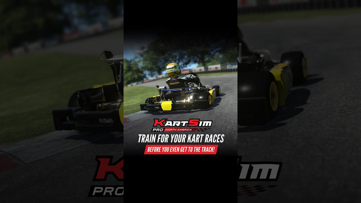 Kart driver training with KartSim Pro North America software on a realistic simulator to prepare for professional North American kart races.