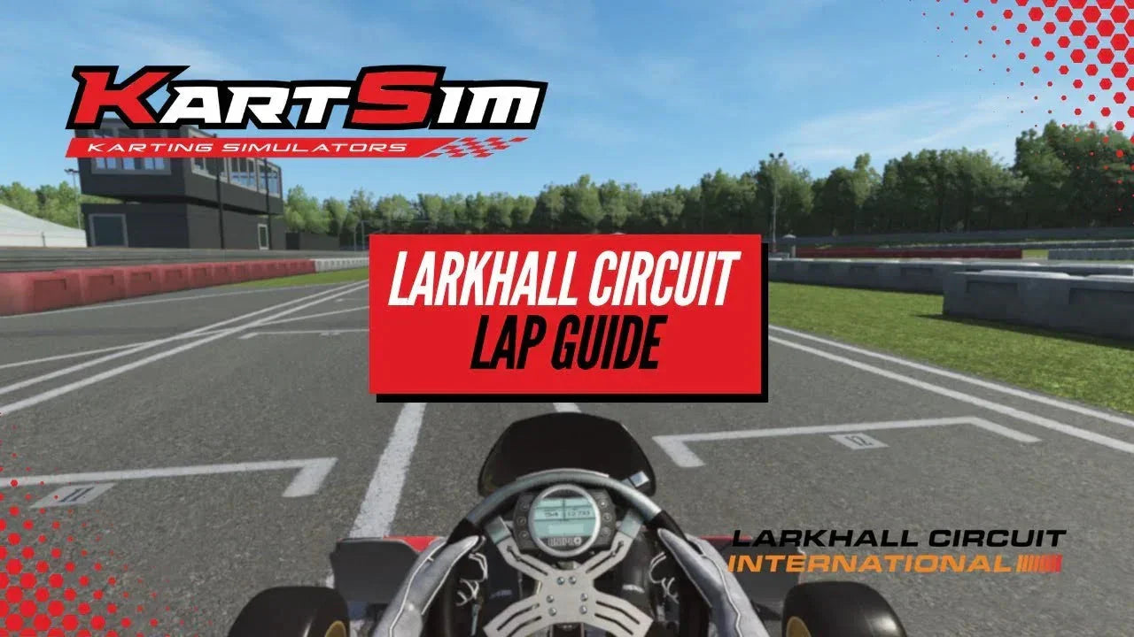 Kart racing simulator cockpit view with telemetry at Larkhall Circuit for kart driver training
