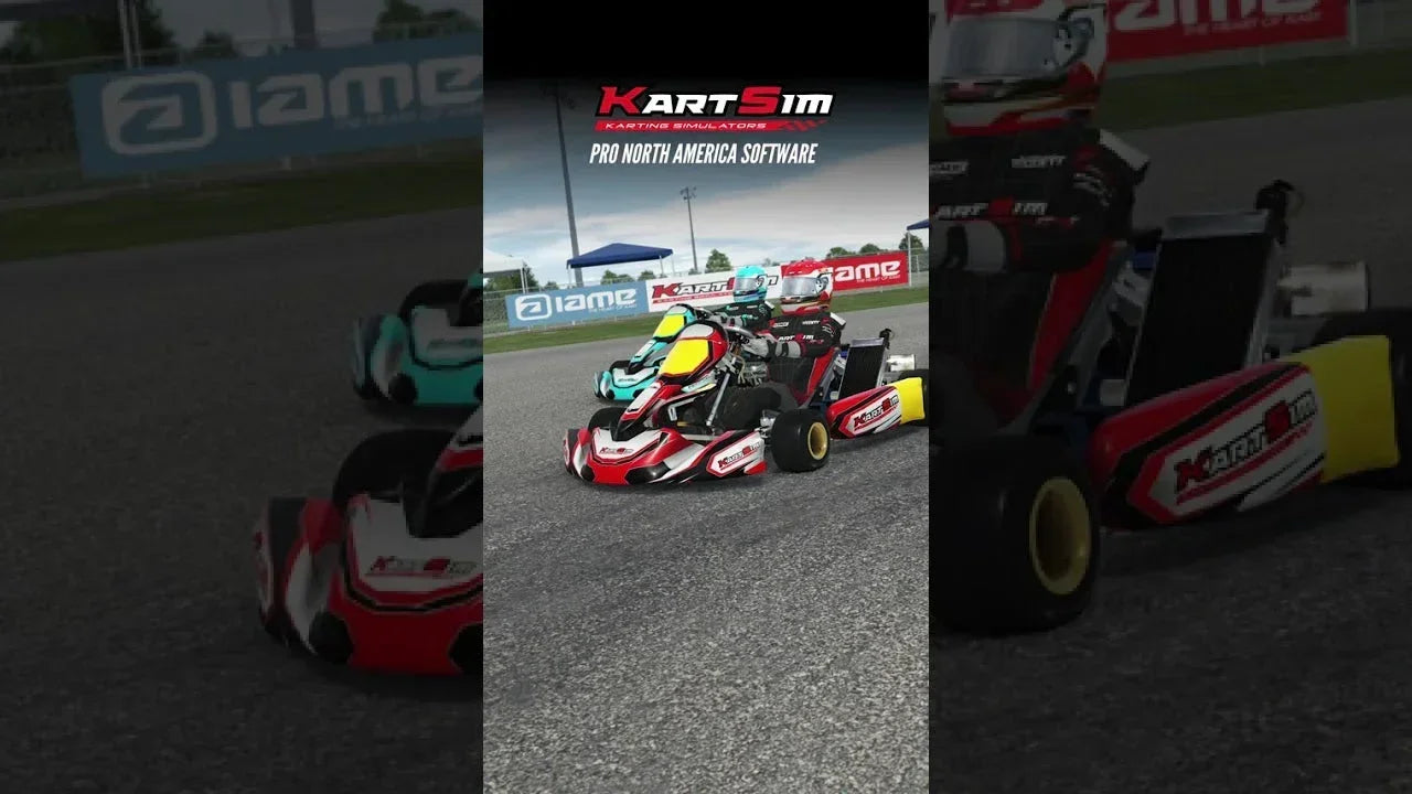Driver training for North American karting championships using KartSim Pro Software in a realistic kart simulator environment.