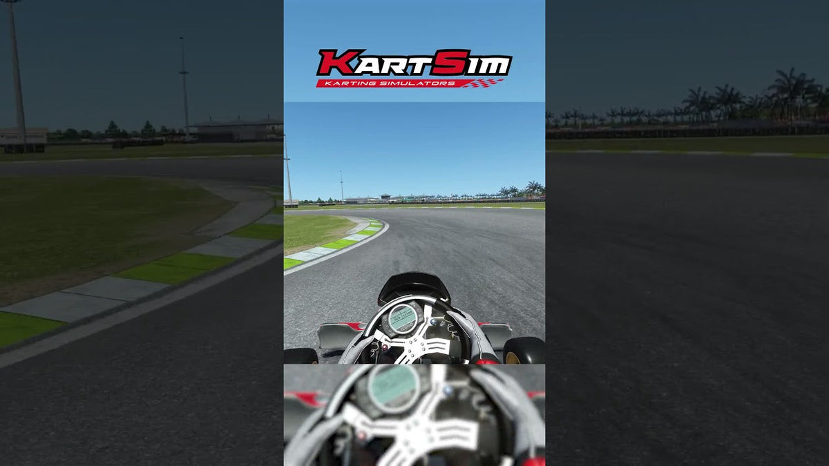 Driver completing the RUD Sepang lap guide in KartSim Pro software using realistic karting physics for professional circuit preparation.