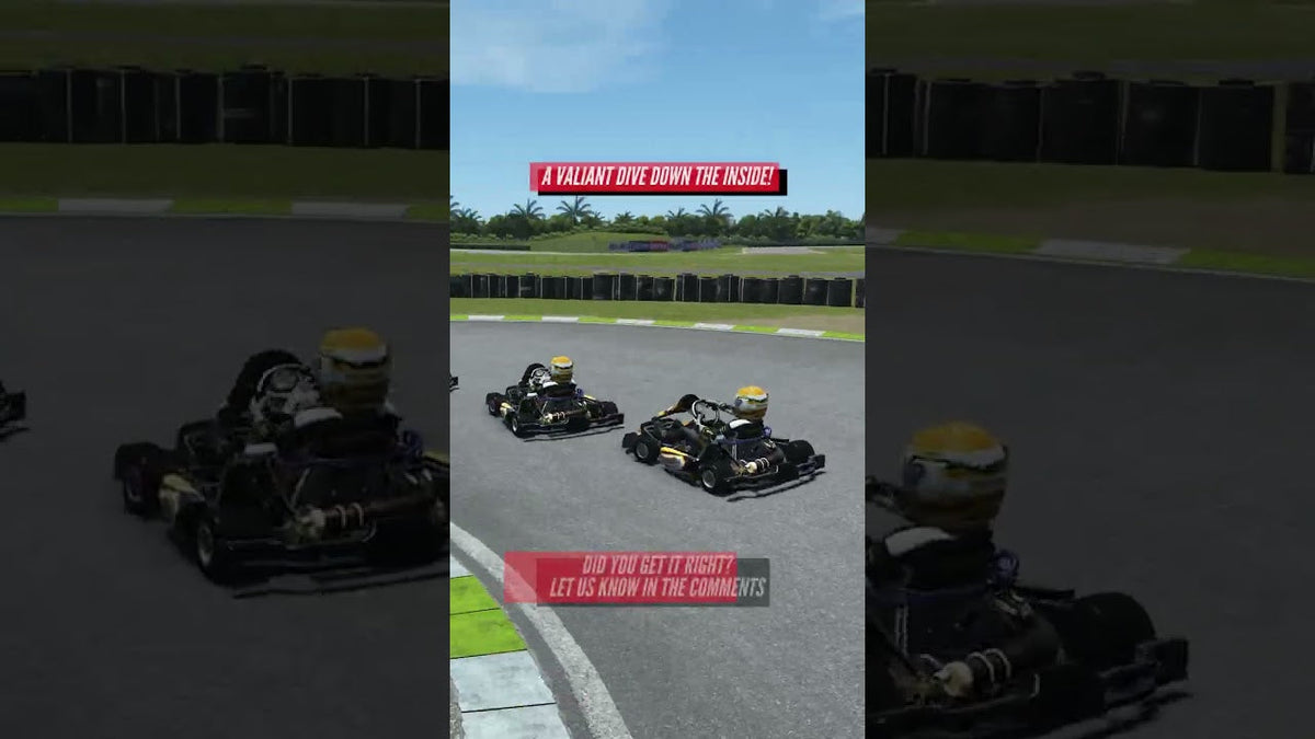 KartSim Pro MEA racecraft scenario at RUD Sepang showing drivers battling side-by-side and practising overtaking decisions in realistic simulation.