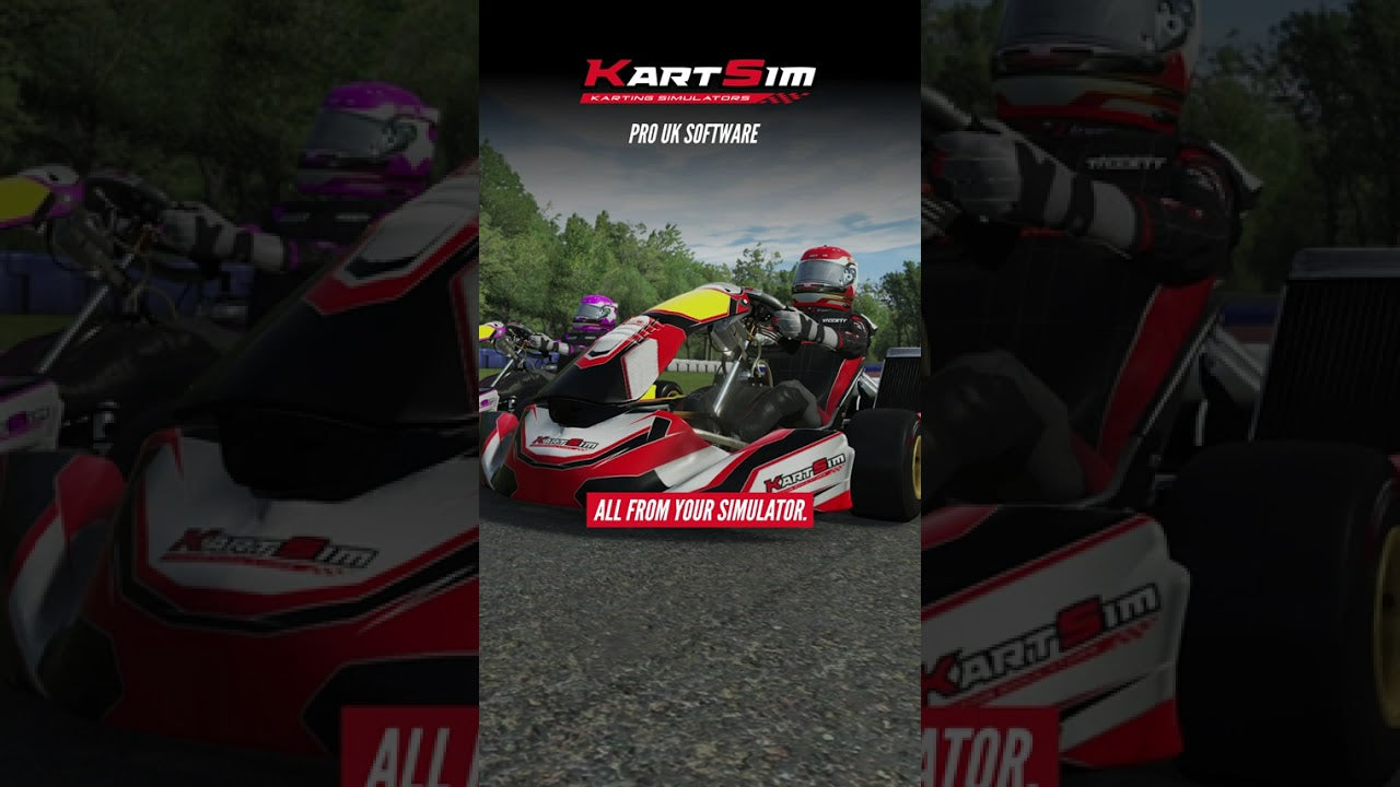 Realistic kart racing simulator interface with detailed kart model and professional driver training environment