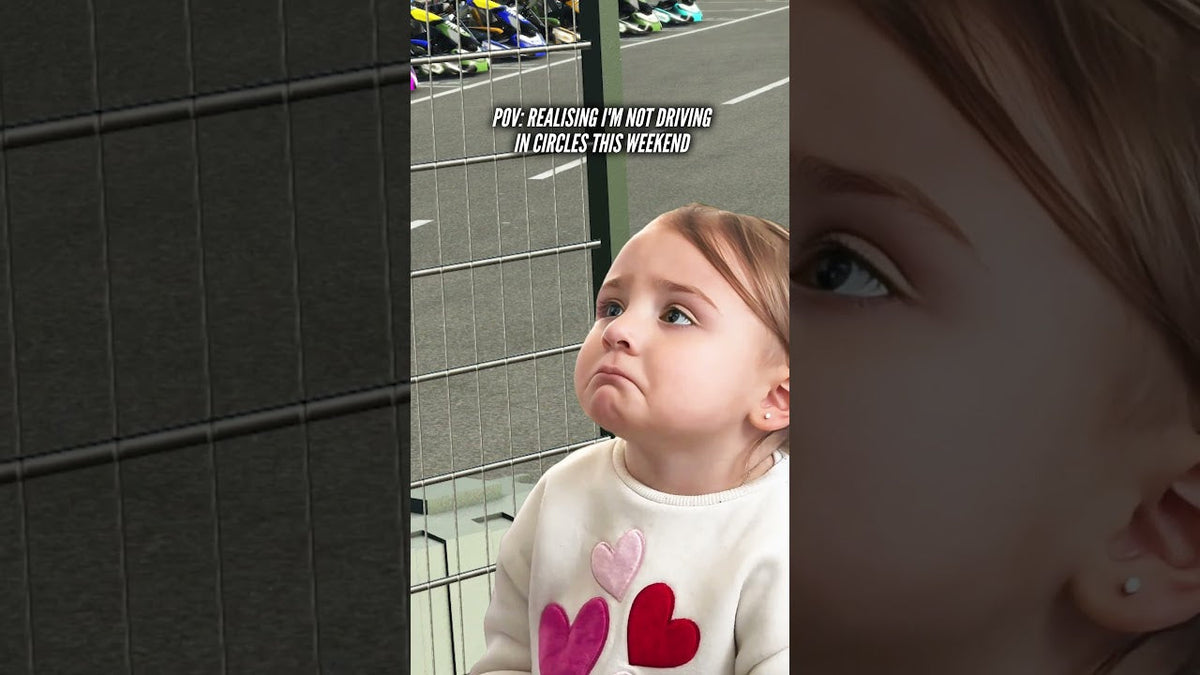 Young karting fan reacting to missing a race weekend, highlighting KartSim Pro Software and realistic simulator training for staying race-ready.