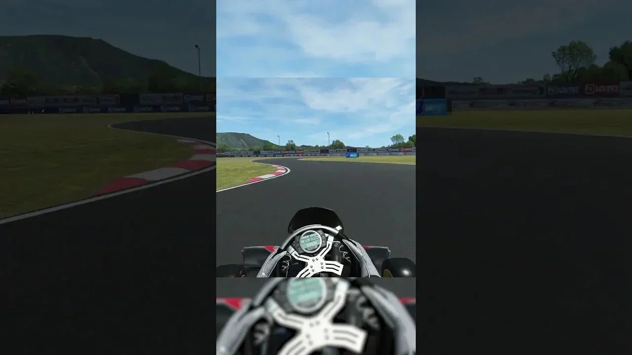 kart simulator software cockpit view showing realistic track and racing interface for driver training