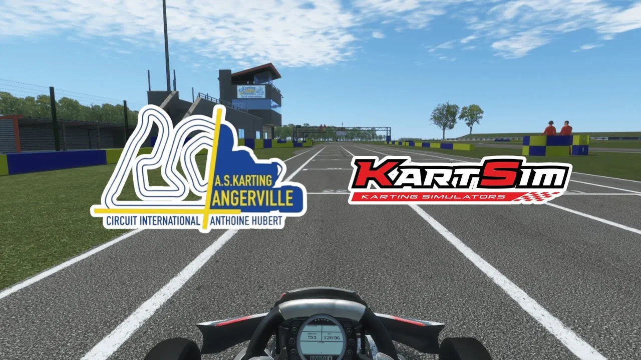 KartSim simulator interface showing realistic kart racing track for professional driver training