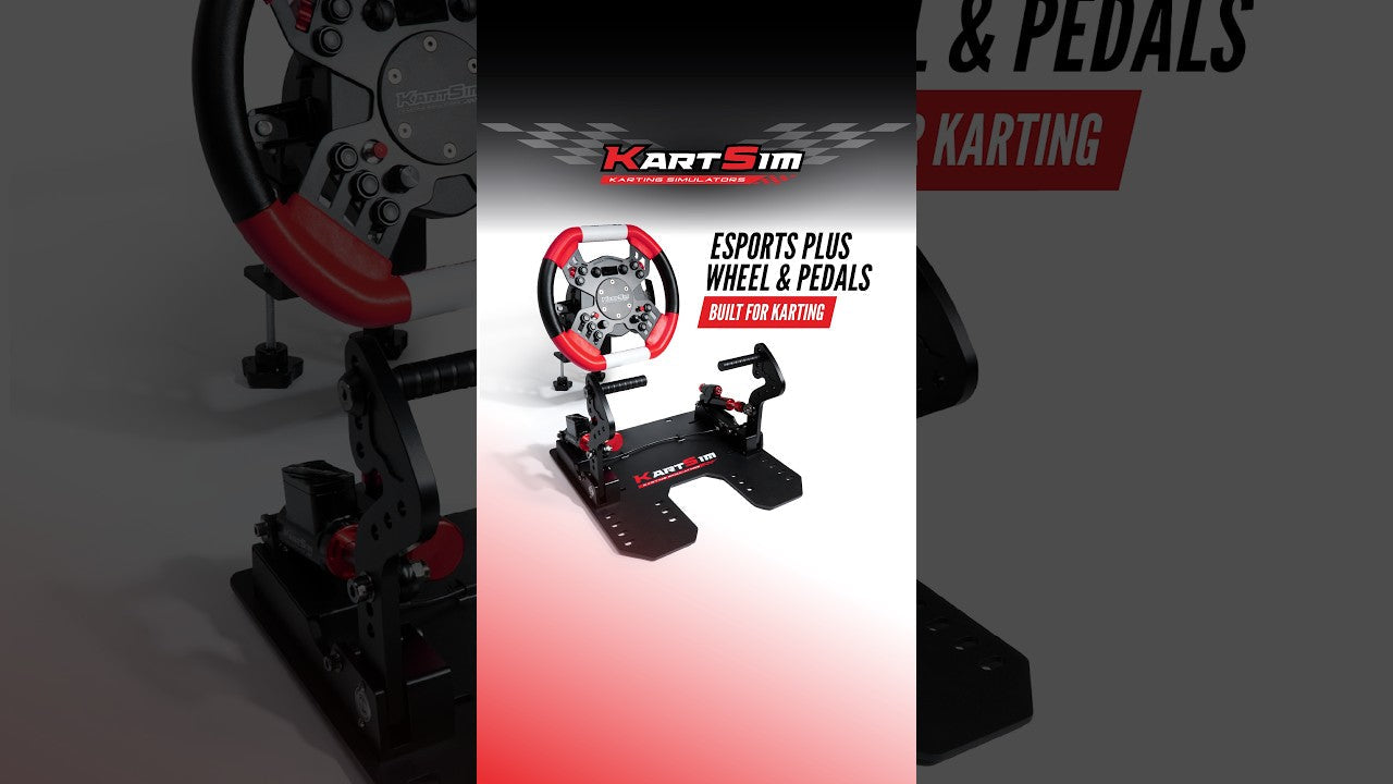 KartSim Esports Plus wheel and pedals for professional kart racing simulator training with adjustable chassis setup