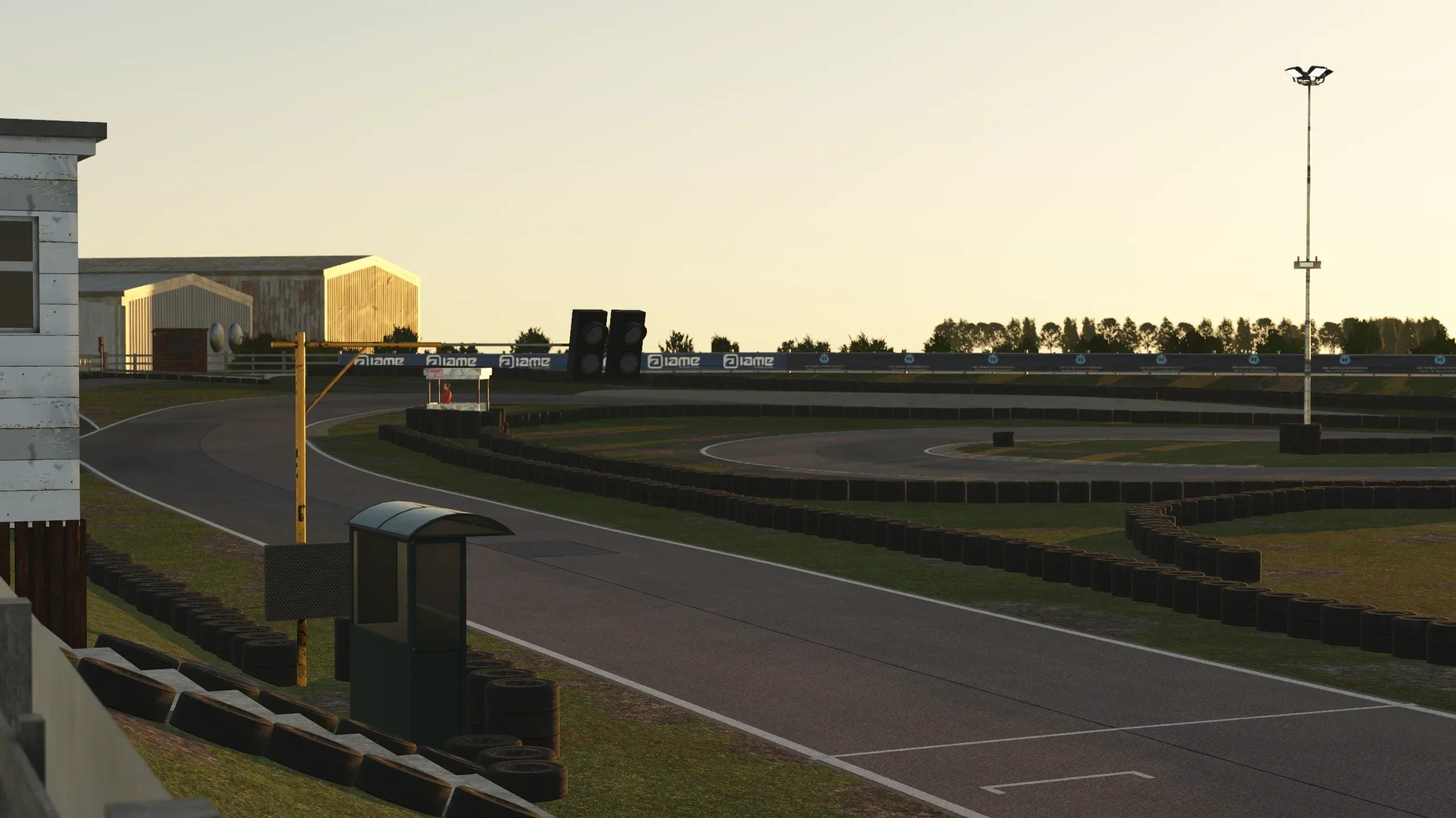 Tight technical section of Bayford Meadows track in KartSim simulation.