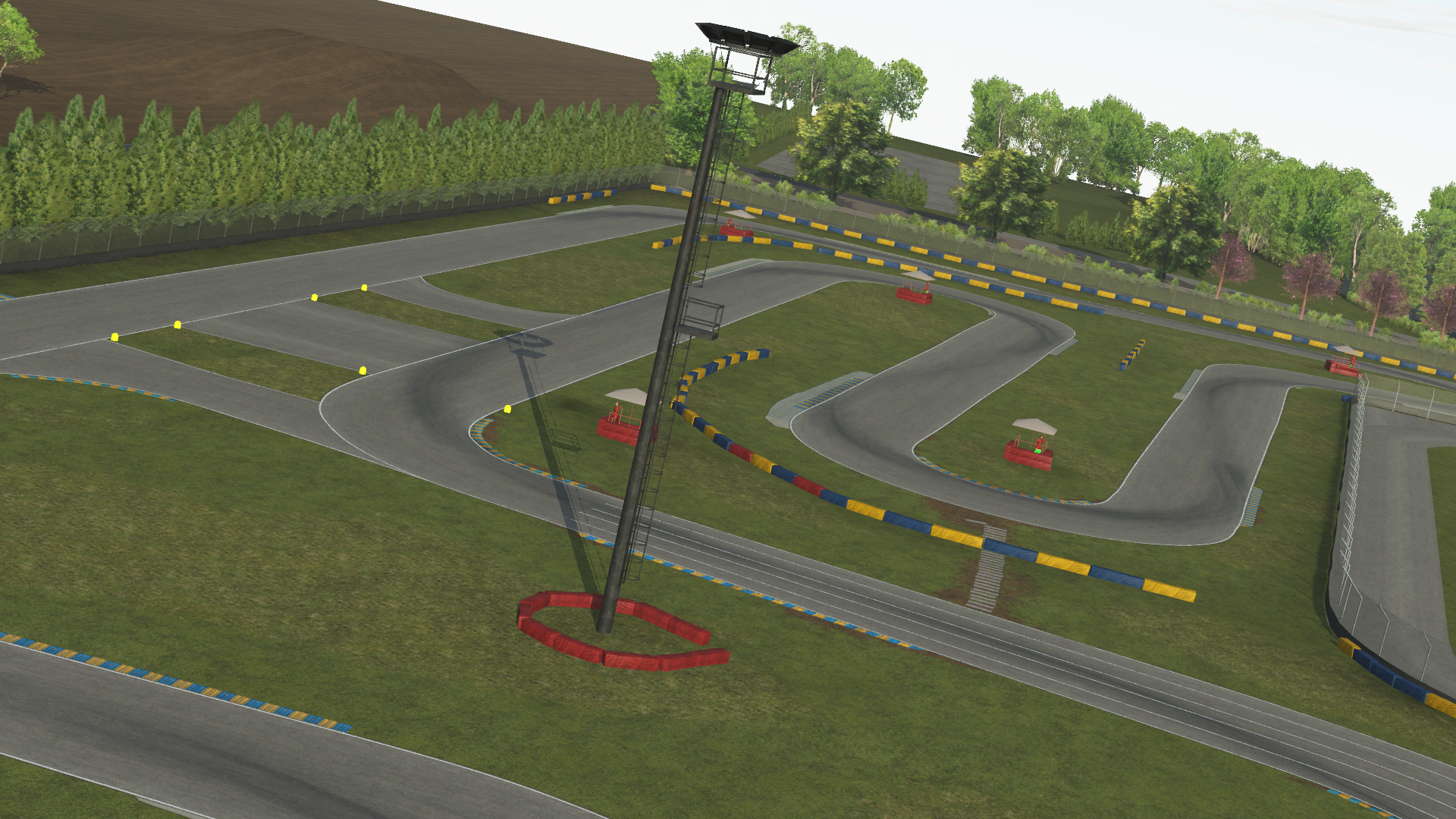 KartSim Alahärmä circuit – full technical layout with floodlighting and multi-corner sequences rendered for elite karting simulation software