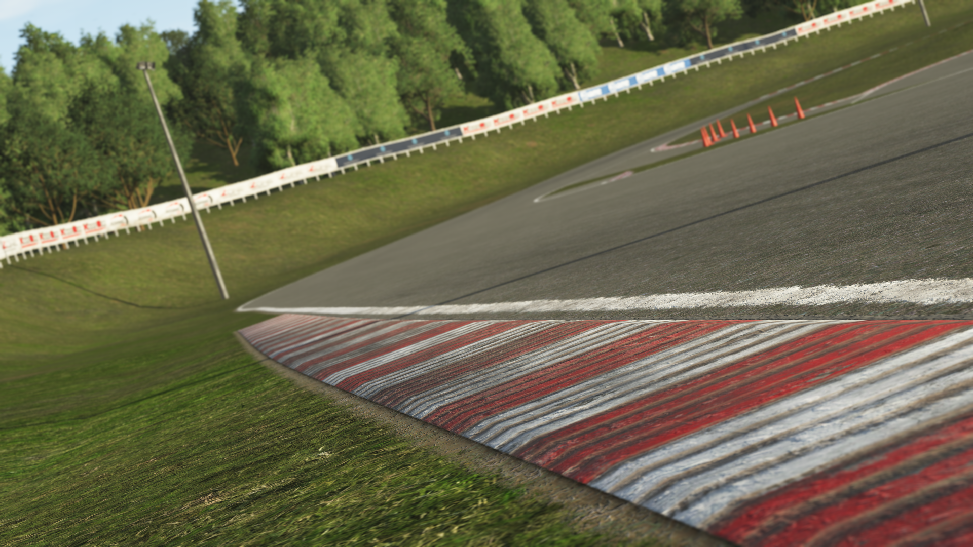 KartSim Ampfing simulation – high-fidelity render of kerb texture and track camber, ideal for realistic karting software training