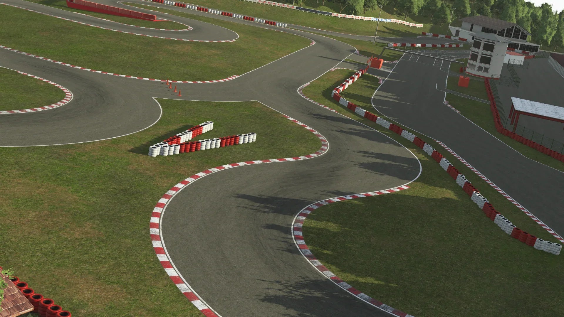 KartSim Ampfing simulation – complex corner sequences and barrier placement rendered for professional-level track familiarisation