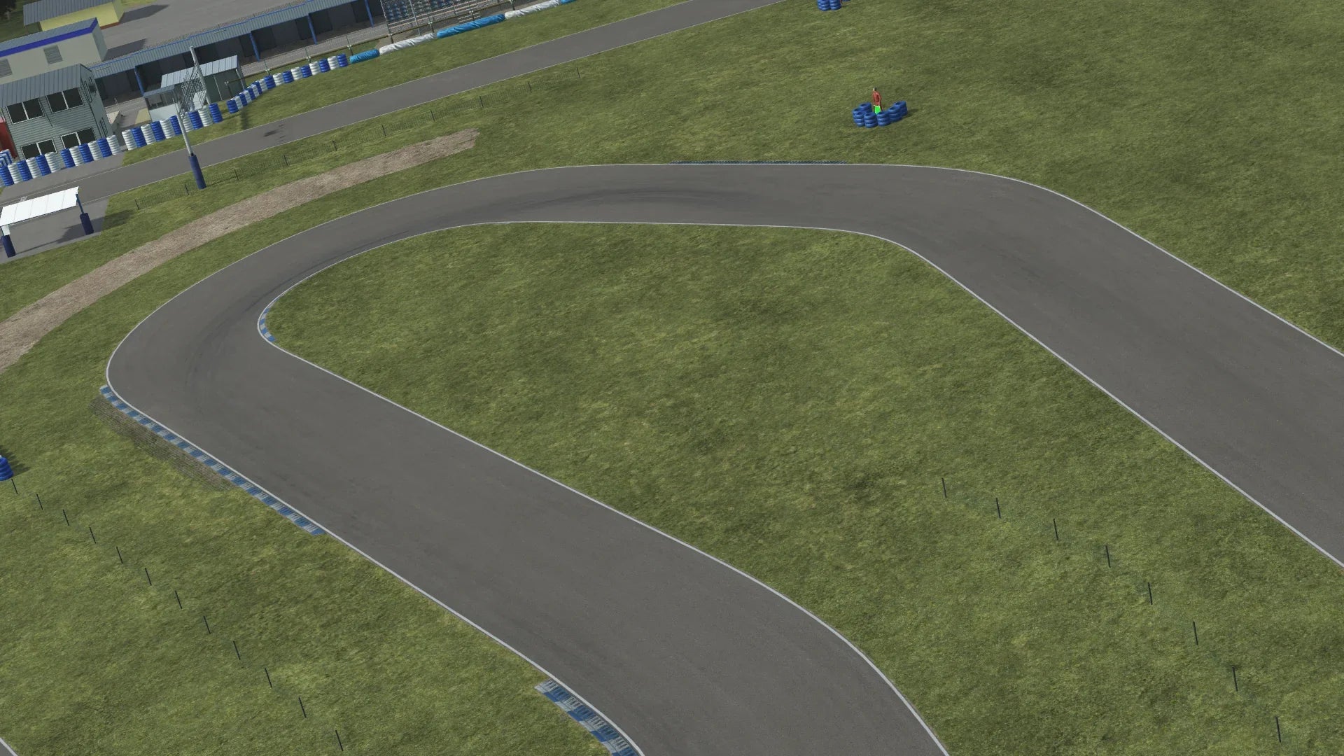 KartSim Essay circuit simulation – aerial view of complex technical corner designed for high-accuracy karting simulation software use