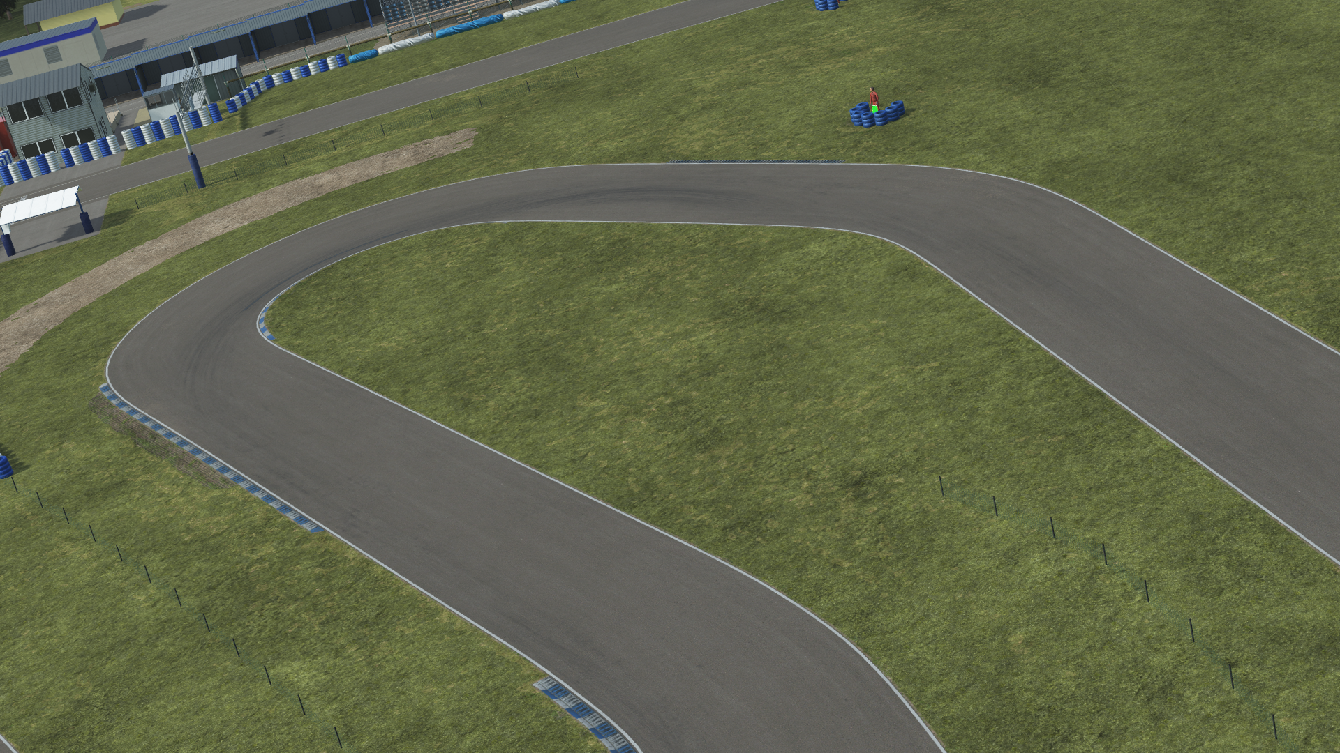 KartSim Essay circuit simulation – aerial view of complex technical corner designed for high-accuracy karting simulation software use