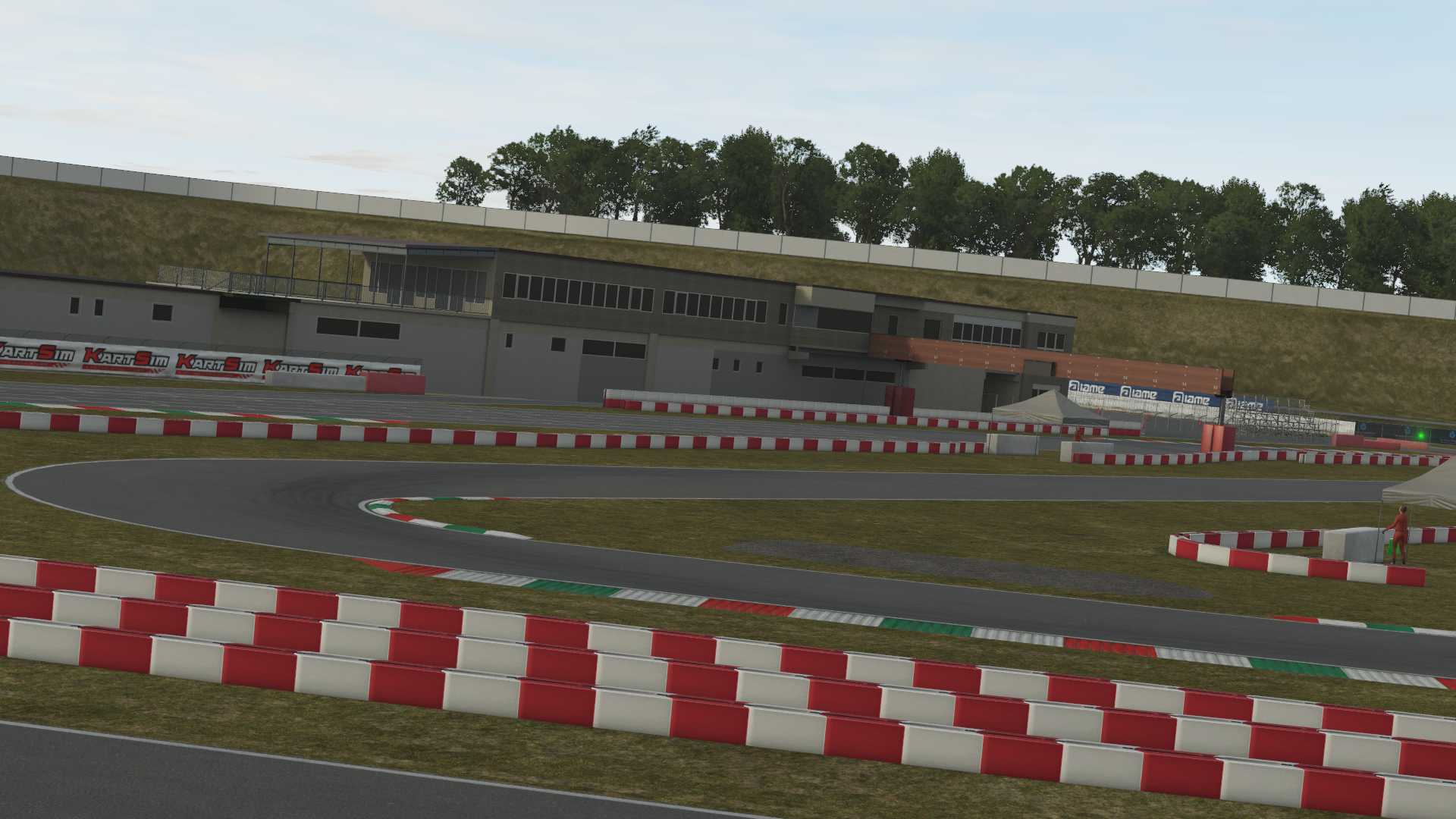 KartSim Franciacorta simulation – pit lane and paddock infrastructure, ideal for simulating real-world race weekends and strategic training