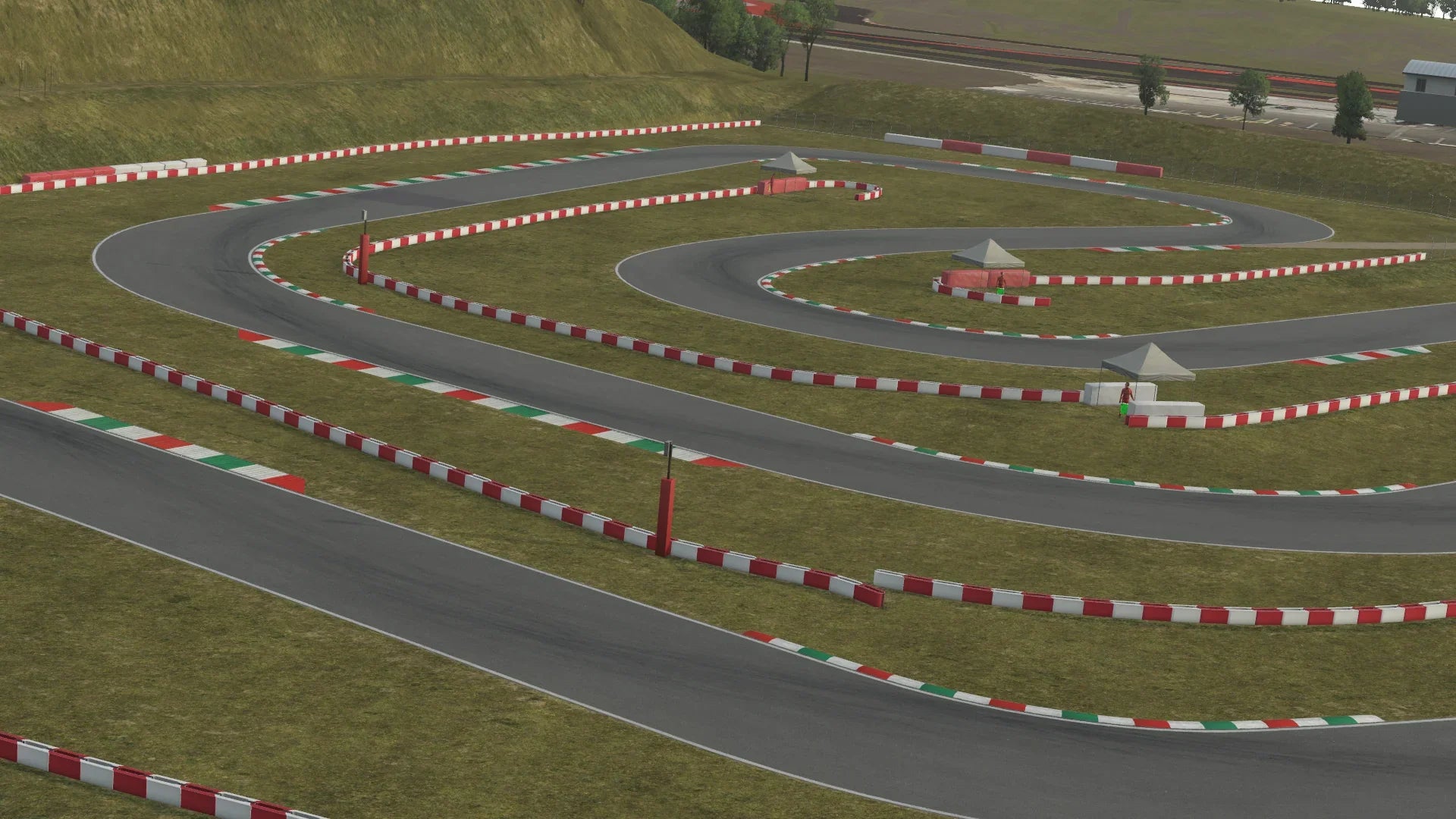 KartSim Franciacorta simulation – technical middle sector showcasing elevation changes and flowing corners for high-precision kart control training