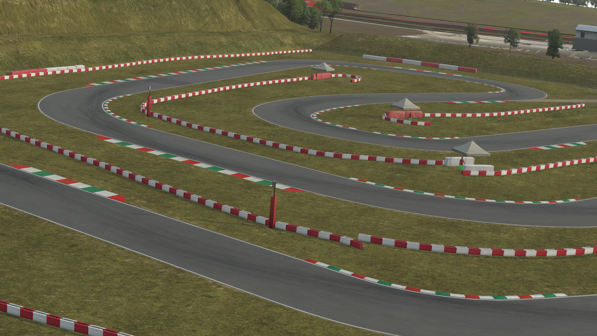 KartSim Franciacorta simulation – technical middle sector showcasing elevation changes and flowing corners for high-precision kart control training