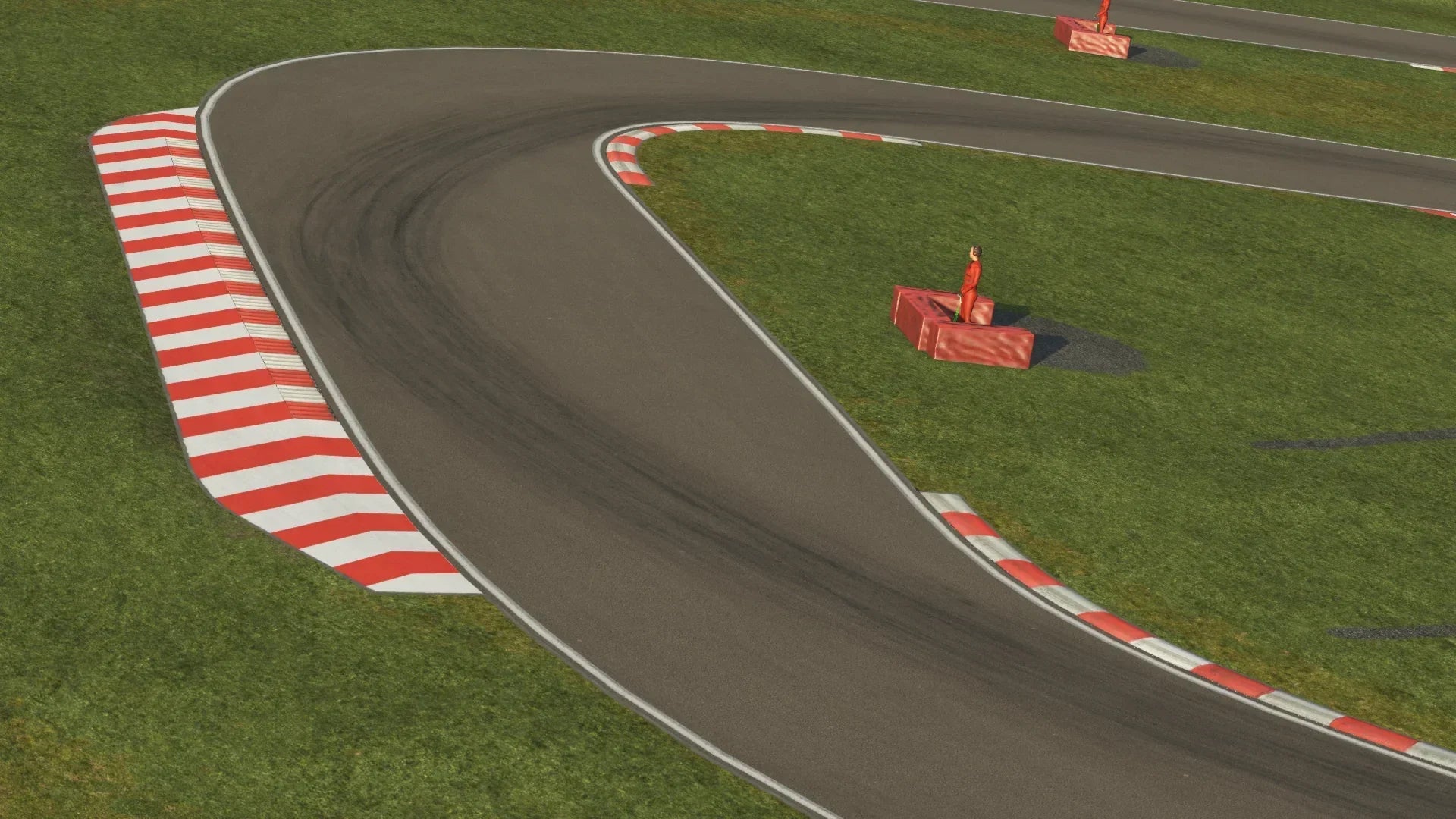 KartSim Genk Circuit simulation – close-up of technical corner for precision braking and kart control training.