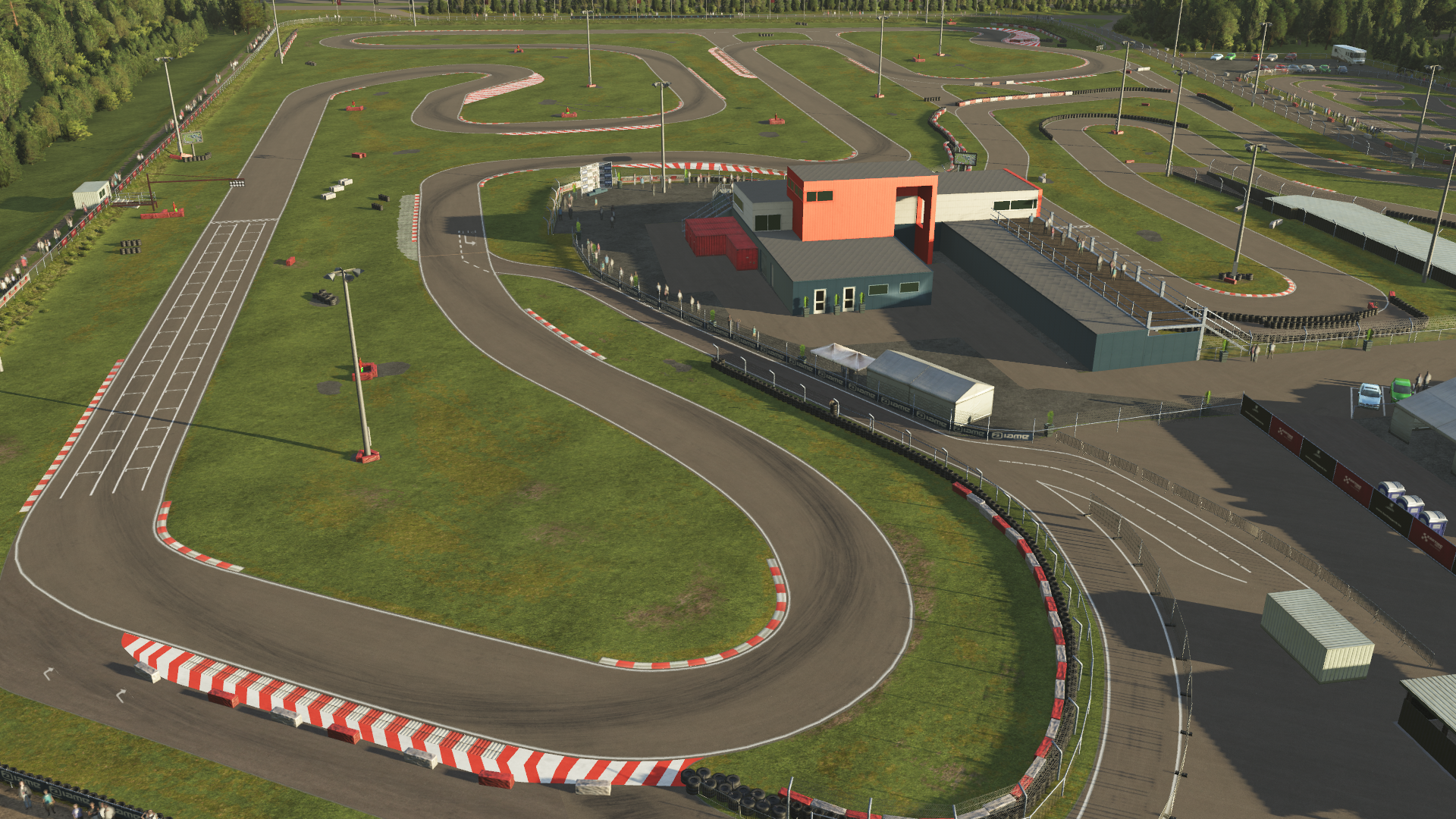 KartSim simulation of Genk Karting Circuit – full layout overview for realistic professional driver training and circuit familiarization.