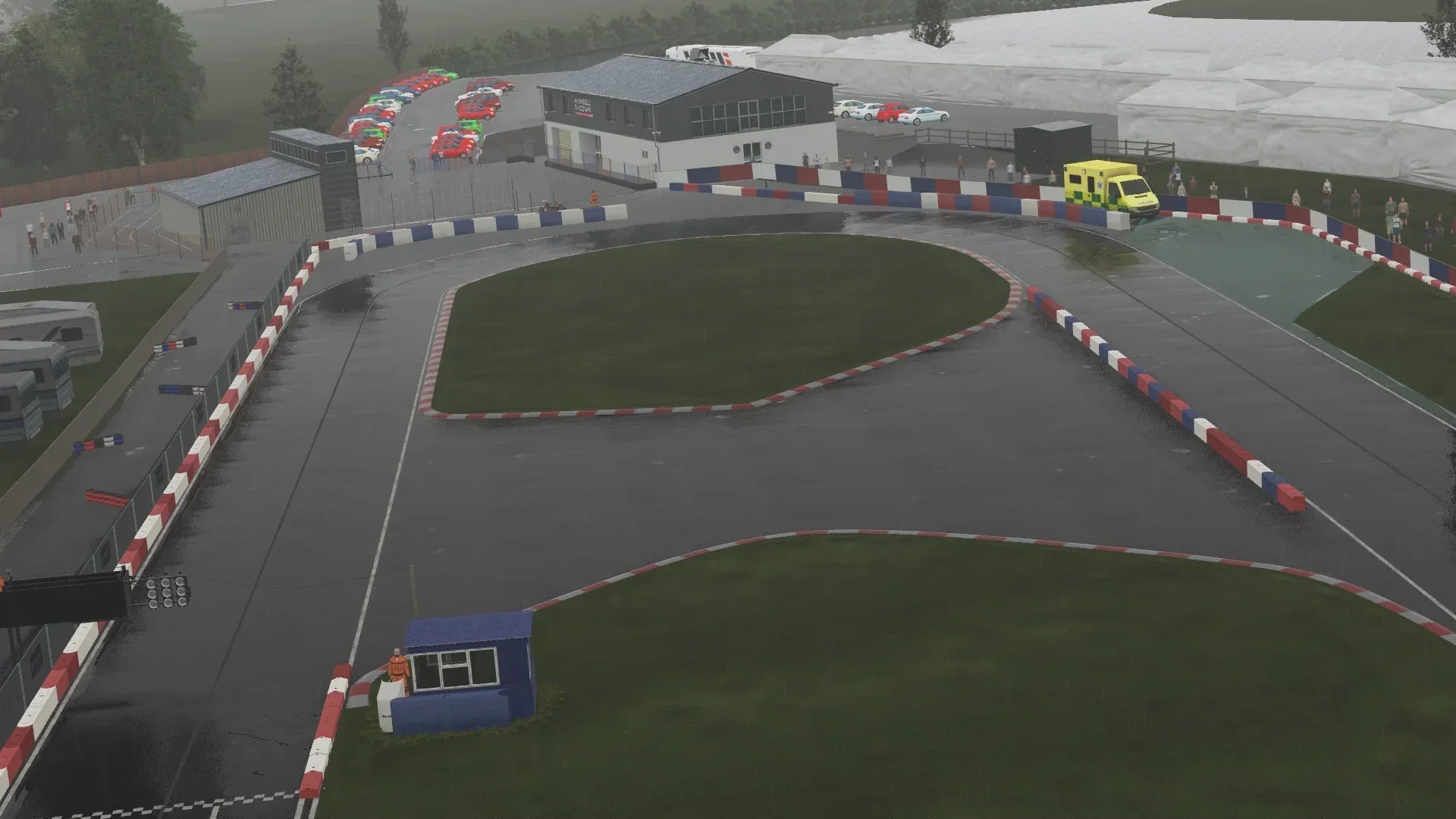 A technical mid-section of the track with tight barriers and precision cornering required. The combination of slow-speed and high-speed turns challenges drivers’ consistency and control.