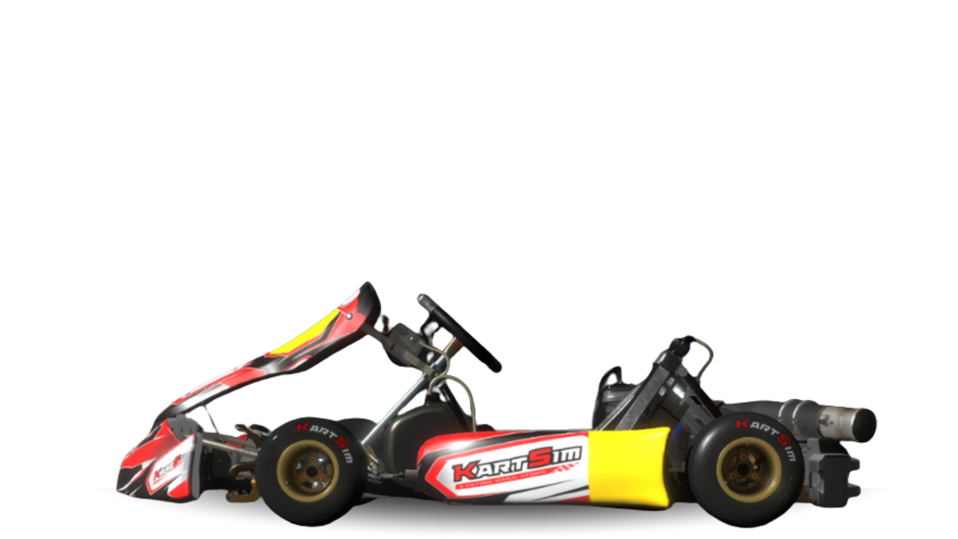 KartSim Senior X30 EU kart side profile – simulation-accurate kart for professional X30 class coaching and software training