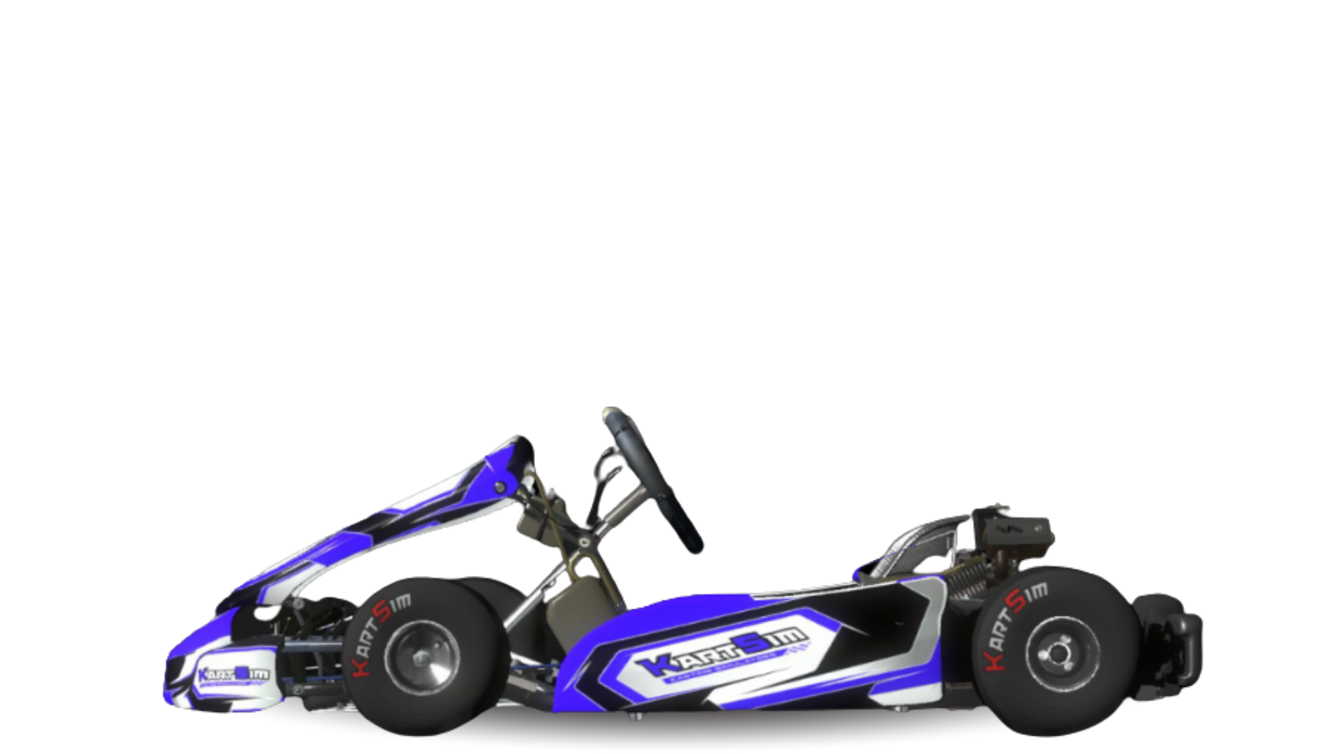 Side profile of the 2024 KartSim 4-Stroke kart, version 1, featuring simplified design and standard setup used widely across grassroots racing.