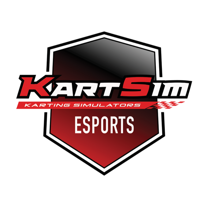 KartSim Esports logo with red and black shield design and the words Karting Simulators