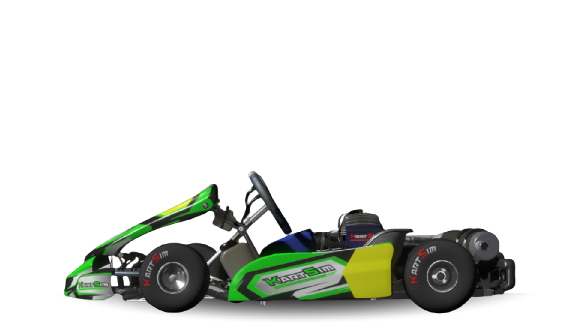 KartSim Gazelle Cadet 2023 side profile, showcasing the detailed bodywork and compact chassis tailored for cadet-level racing simulation.