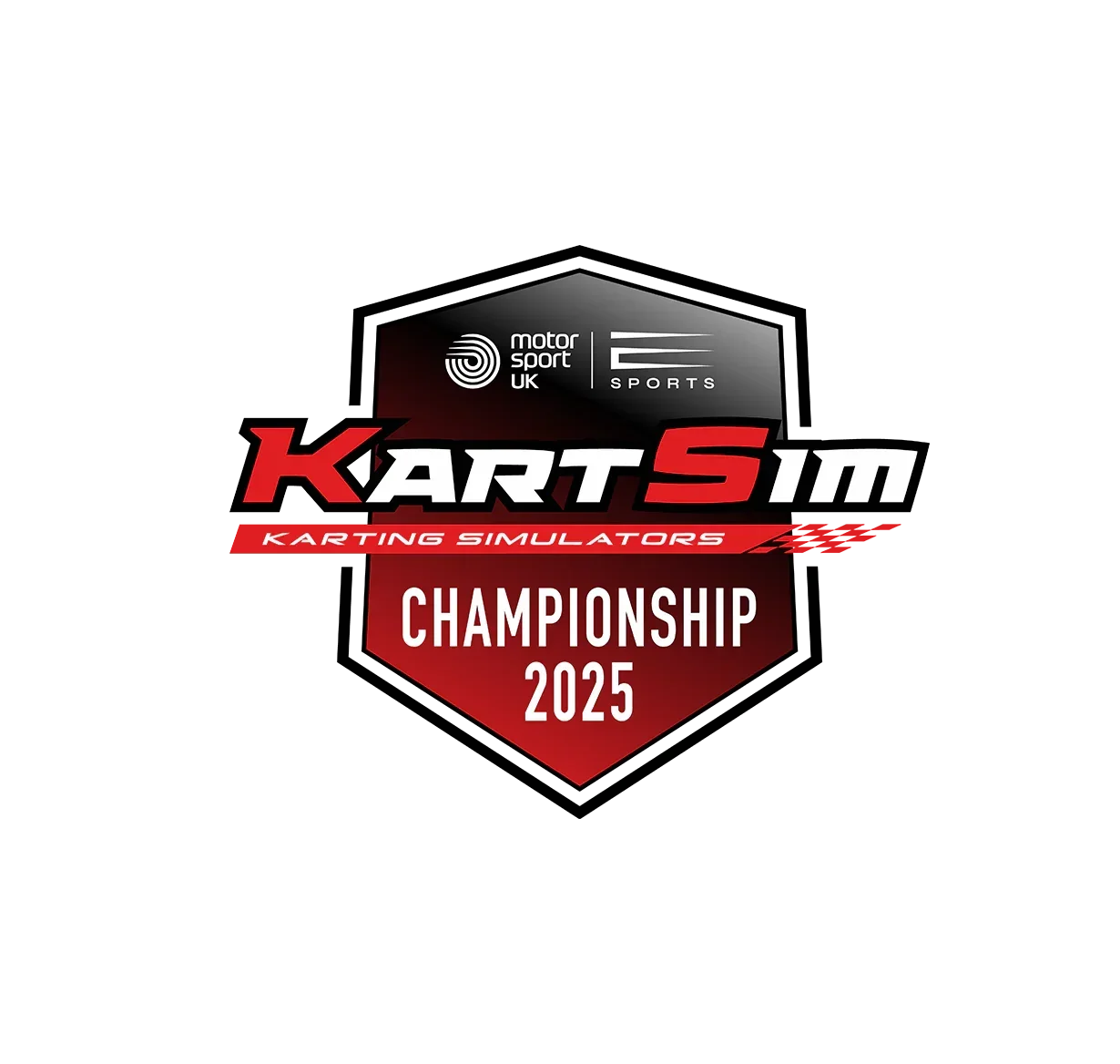 Motorsport UK Esports × KartSim ‘Karting Simulators’ Championship 2025 shield logo — KartSim professional training tools for kart racers