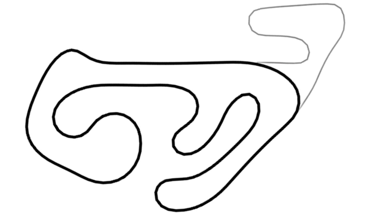 Track map of Bayford Meadows kart circuit from KartSim Pro UK software, featuring a technical layout with tight turns.
