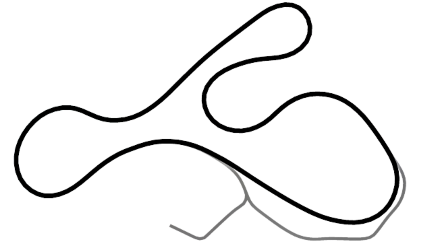 Track map of Clay Pigeon Raceway from KartSim Pro UK software, showing a smooth, high-speed configuration.