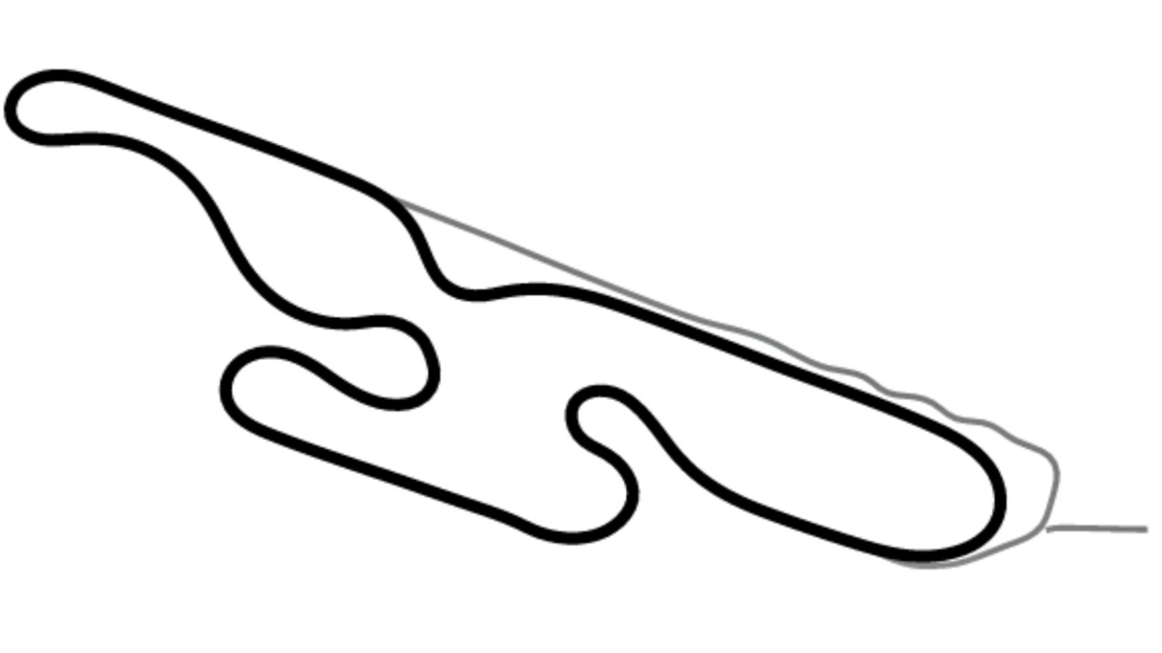 Track map of Dunkeswell kart circuit from KartSim Pro UK software, with tight hairpins and sweeping corners.