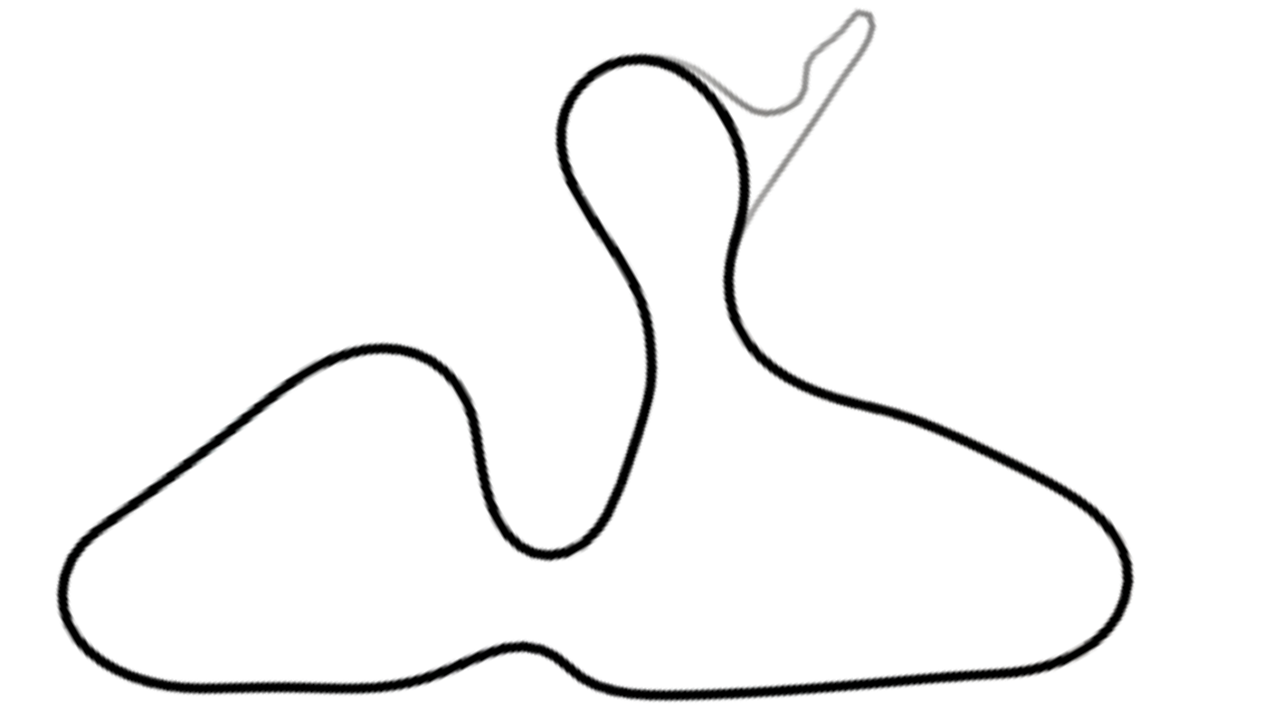 Track map of Forest Edge KC kart circuit from KartSim Pro UK software, with long straights and flowing sections.