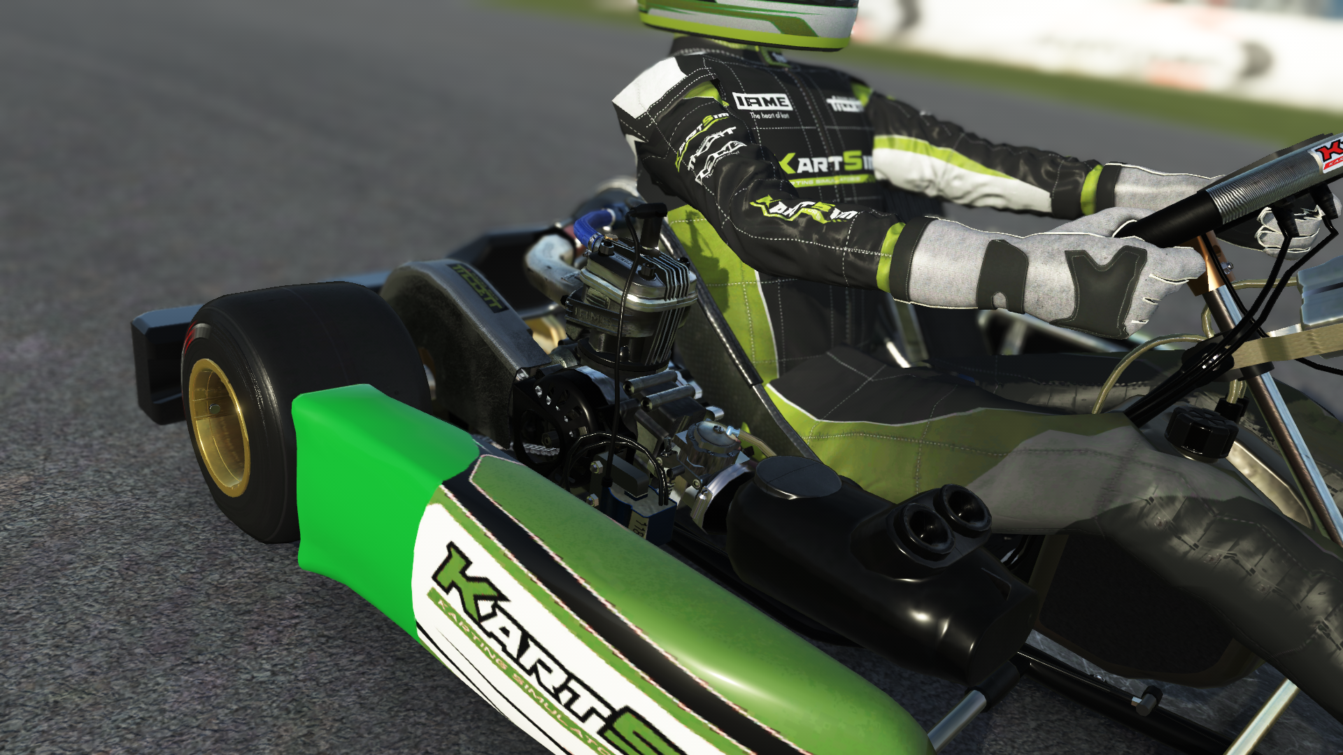 IAME Junior X30 EU 010 kart with 125cc 2-stroke engine, designed for junior drivers in Europe, featured on KartSim software for immersive virtual kart racing