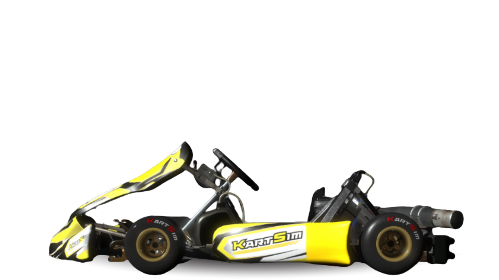IAME Senior X30 US kart with 125cc 2-stroke engine, featuring up to 50 mph speed, featured on KartSim software for realistic virtual kart racing