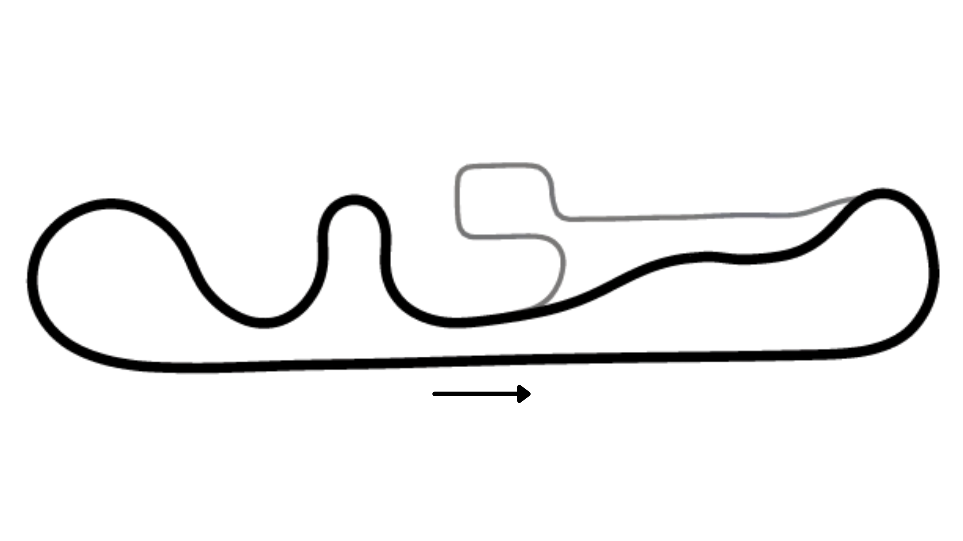Aerial view of Jacksonville Full kart racing track layout running clockwise  on KartSim software