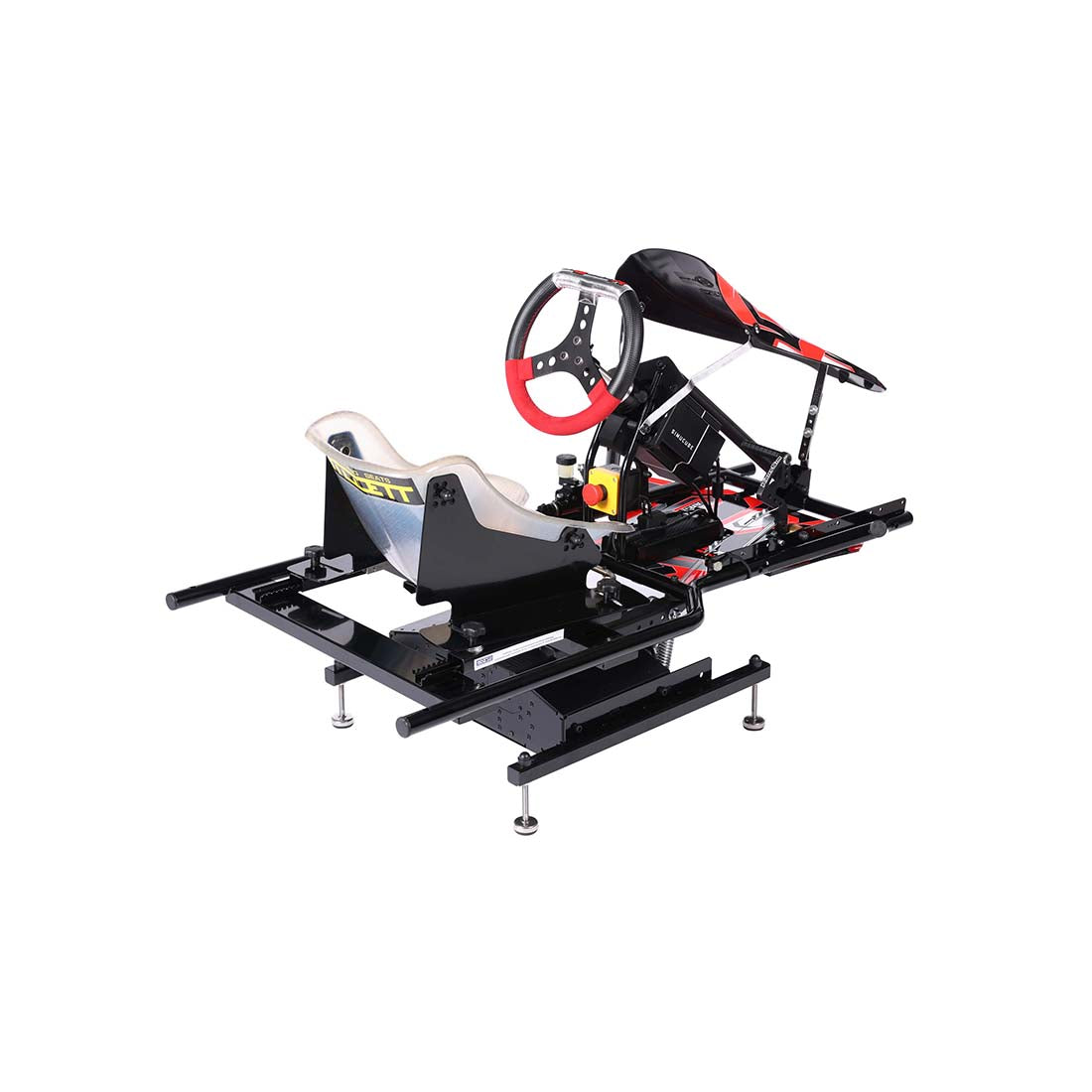 KartSim Bambino motion simulator with Simucube direct drive, real kart steering wheel and pedals, designed for young drivers aged 5–8